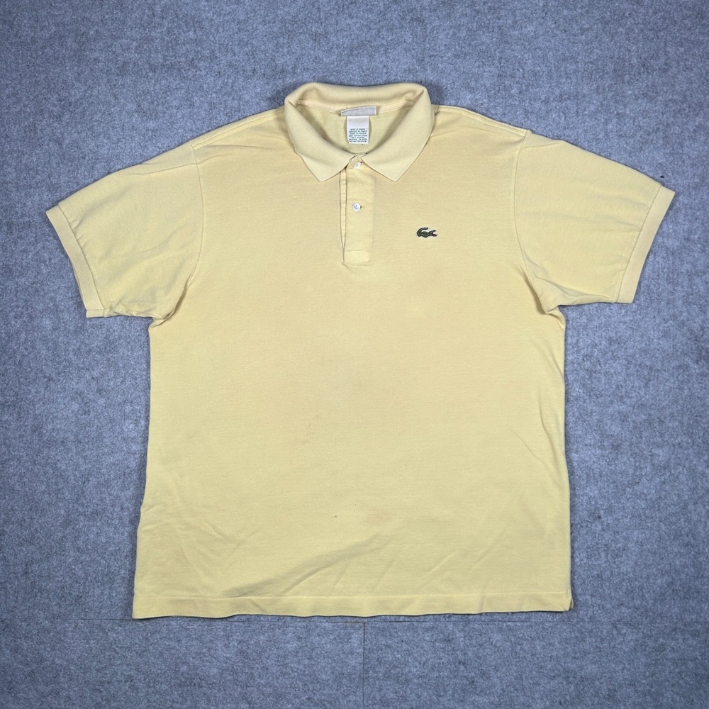 Vintage Chemise Lacoste polo shirt men's size 6 XL yellow cuffed 80s preppy